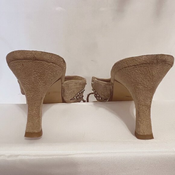Dollhouse-Women's 2 Pair Sz 9 Slip On heels-Sequins/Beads-Embroidered-Tan/Brown - Picture 6 of 14